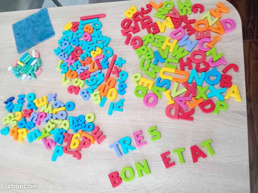 Tableau enfant double face (tableau blanc et tableau noir) + gros lot d'aimants lettres et chiffres (image 9)