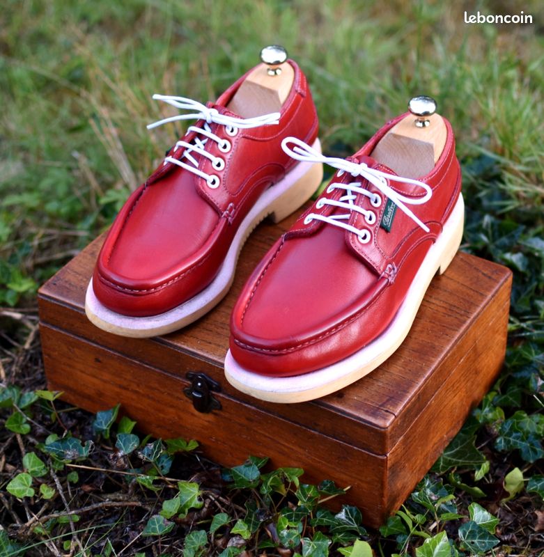 Derby bateau Paraboot cuir rouge Chaussures