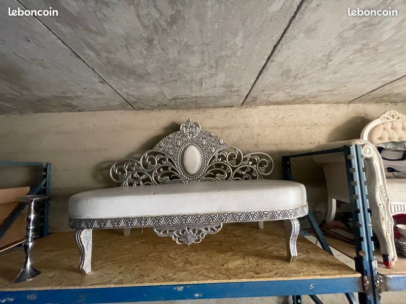 Canapé Baroque Style Antique Palazzo INT - Toile De Jouy Noire - Double, Neuf