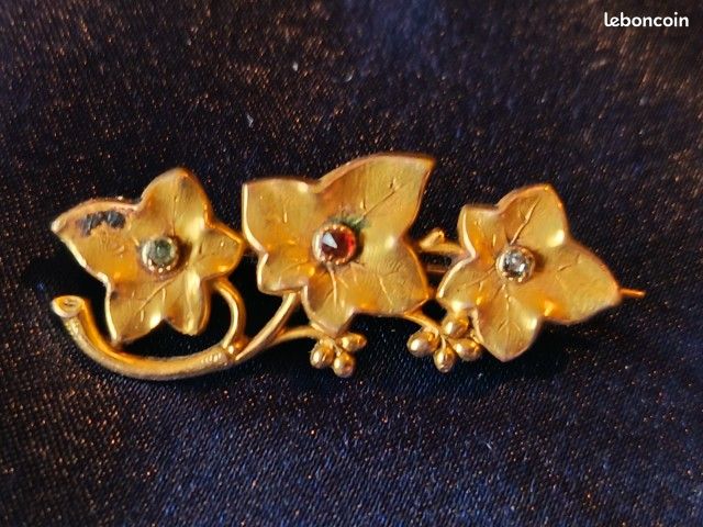 Broche Ancienne Signée FIX - Métal Doré Plaqué Or - Bijou Vintage Occasion