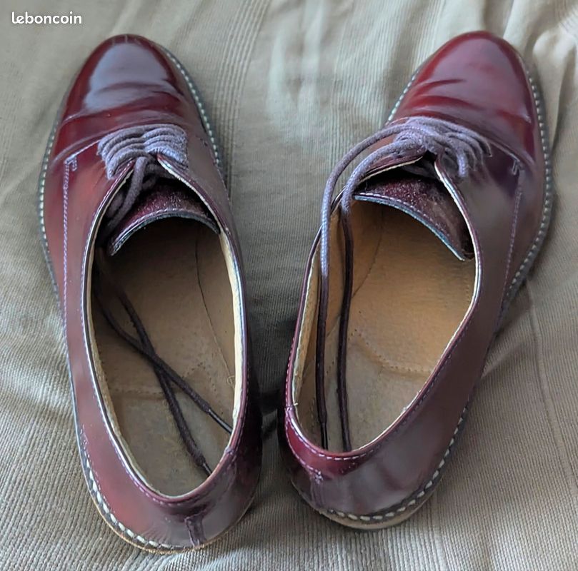 Chaussures en cuir marron-bordeaux Kickers T 39 (image 4)