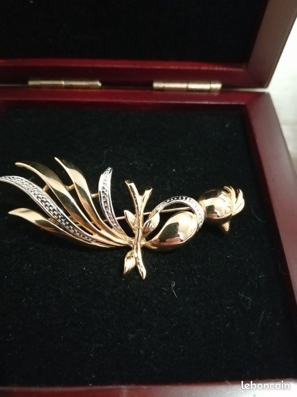 Broche Ancienne Plaquée Or Motif Oiseaux - Occasion, Vintage, Pour Collection Ou Accessoire
