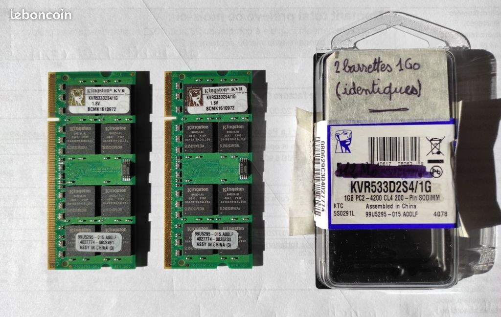 Lot 2 Barrettes RAM DDR4 SODIMM : 4GB + 8GB - Pour Portable - Occasion