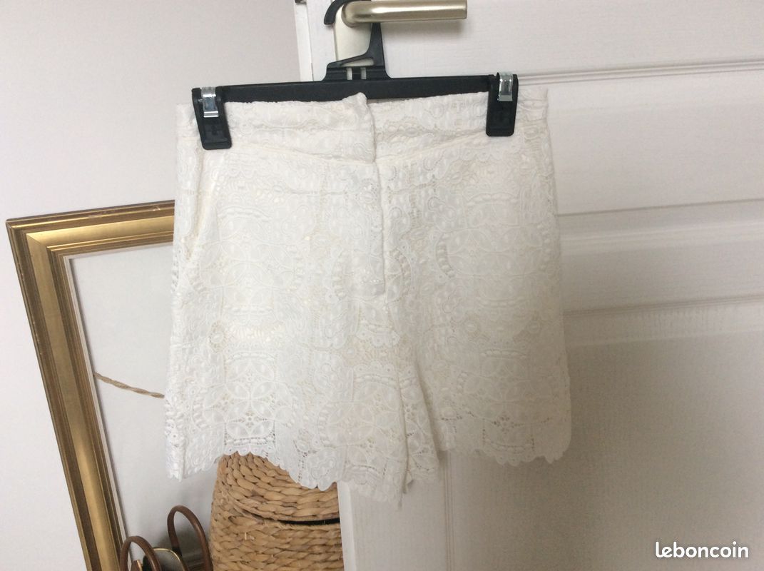 Short Maje Broderie Anglaise Blanc Cassée Neuf T36 (image 2)