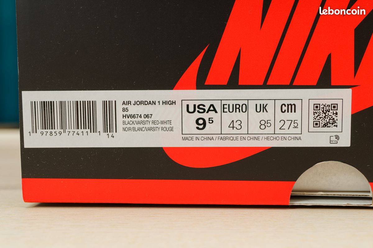 Nike Air Jordan 1 High 85 Bred Noir Rouge Chicago Retro OG (image 8)