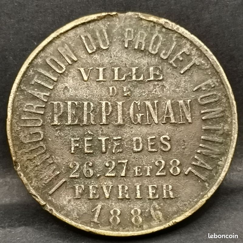 MEDAILLE 1886 PERPIGNAN FRANCOIS ARAGO / PROJET FONTINAL / 29mm 7.25g - Collection