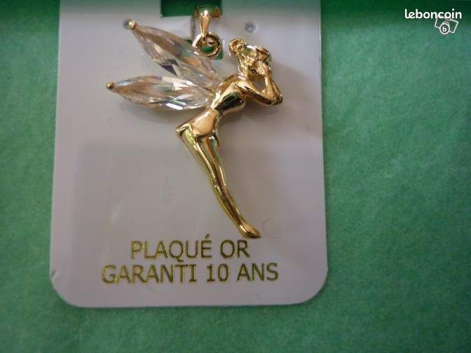 Pendentif Plaqué Or Oxyde Zirconium Fée Clochette (image 2)