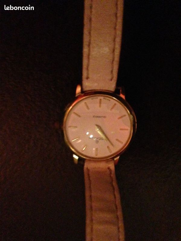 Montre femme RODANIA, bracelet cuir blanc (image 2)