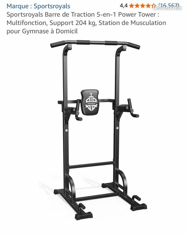 Barre De Traction Rotative SODIAL Pour Câbles - Acier/Gomme Noir/Argent - Neuf