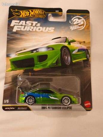 Mattel Fast & Furious 1996 Mitsubishi Eclipse Verte 1/55 - édition 2017 Neuve