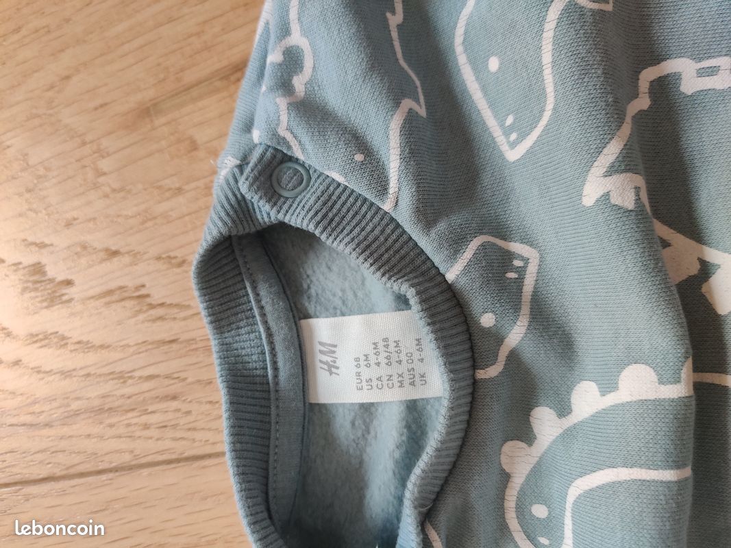 Ensemble sweat et pantalon H&M dinosaures 6 mois - Très bon état (image 3)