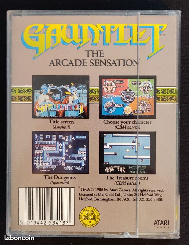 Cassette Jeu Commodore 64/128 GAUNTLET 1986 - 100% Fonctionnel - Très Bon état