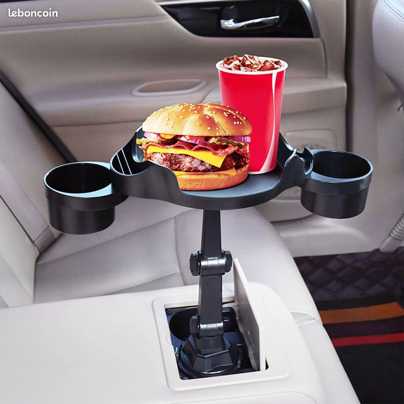 Porte-gobelet universel pour voiture, plateau réglable, support de téléphone portable, bras pivotant à 360 °, Table alimentaire NEUF (image 2)