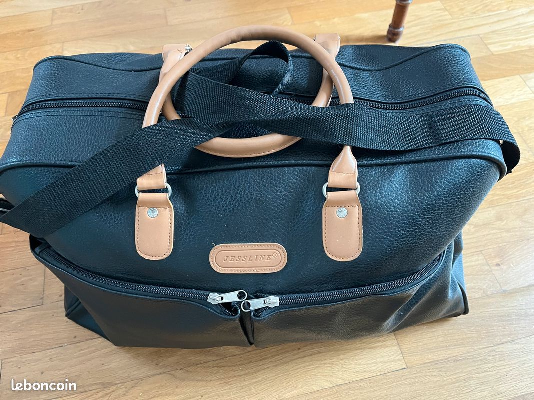 Sac de voyage simili cuir noir (image 2)