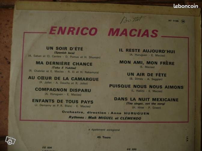 Vinyl 33 tours - ENRICO MACIAS (image 2)