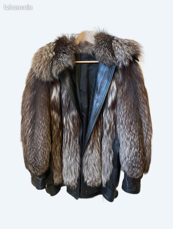 Manteau Fourrure Homme Fourrure Blouson Cuir Luxe Manteau Vintage - Main Image