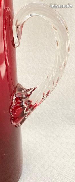 Verres rouges à pied torsadé transparent et carafe (image 5)
