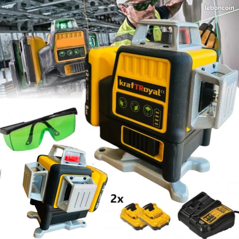 Niveau laser vert, niveau à bulle laser rotatif, 4x360 °, niveau laser auto- nivelant, 16 lignes ho