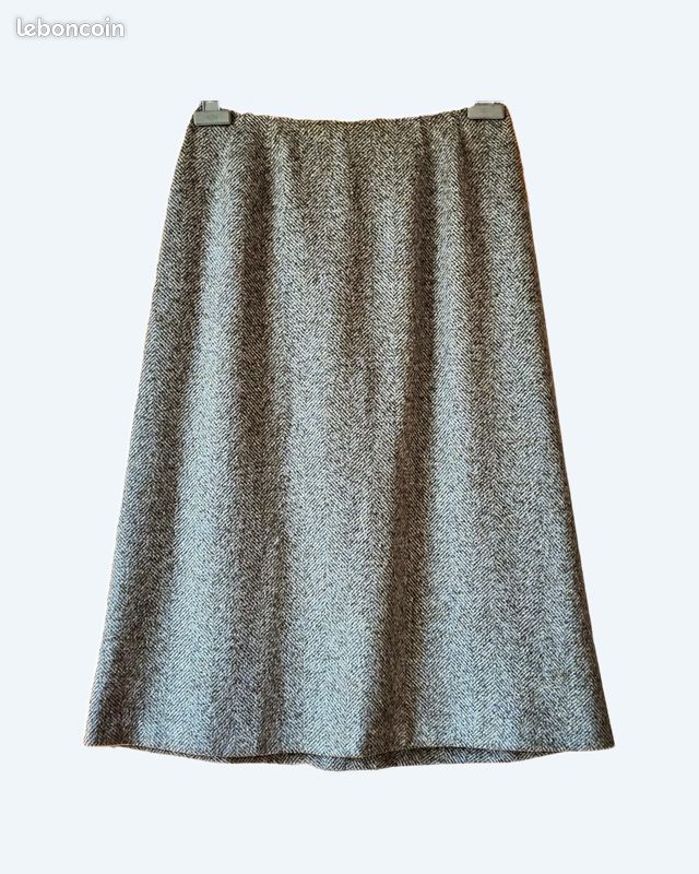 Jupe Max Mara Taille 36 Chinée Vert Et Bleu Laine Et Soie Doublée Tbe (image 1)