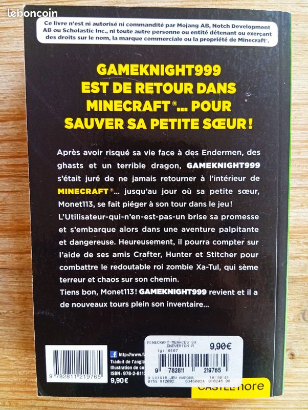 Lot des 3 tomes "Le mystère de Herobrine, une aventure non officielle d'un joueur de Minecraft", Mark Cheverton, 10 ans et + (image 3)