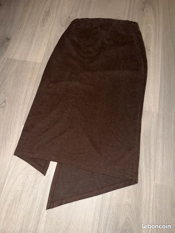 Jupe midi marron drapée asymétrique Naf Naf – taille XS (image 7)