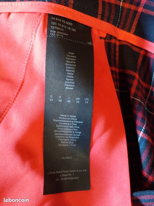 Pantalon à carreaux tartan rouge et bleu marine — s.Oliver (T46 / XXL) (image 10)