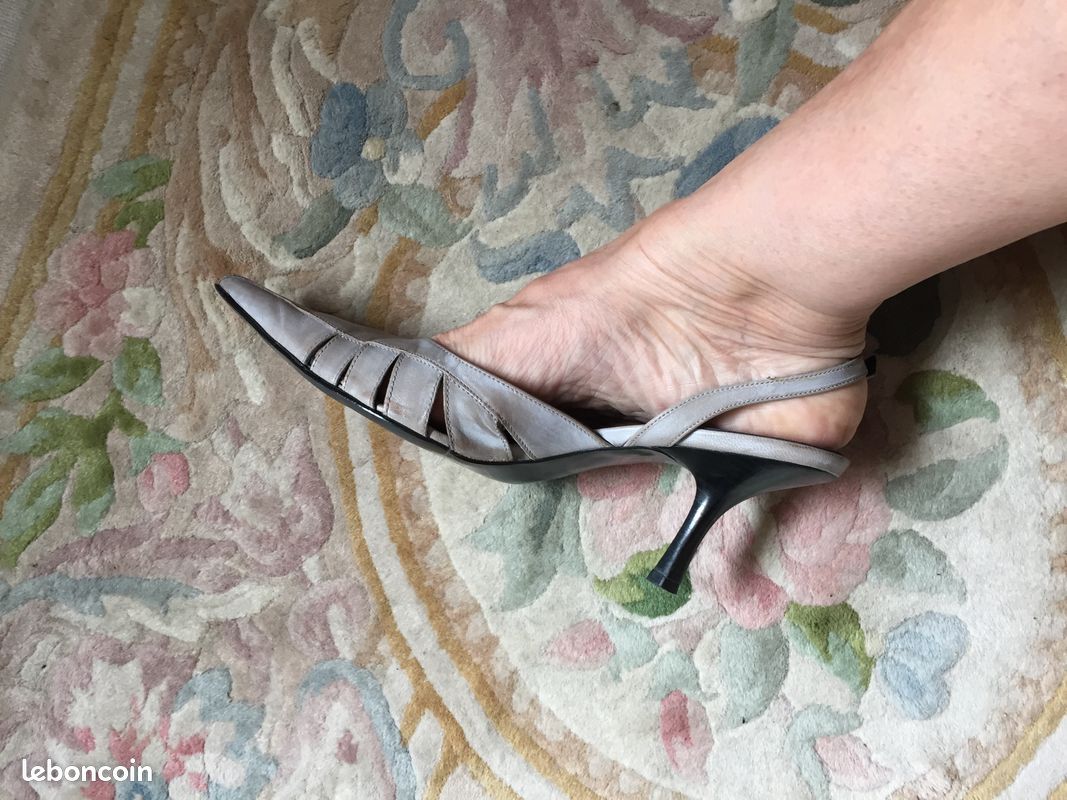 Escarpins cuir gris taille 38 1/2 (image 3)