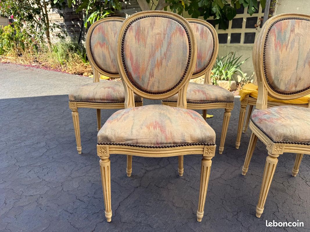 Lot de 6 chaises médaillon style Louis XVI à restaurer (image 1)