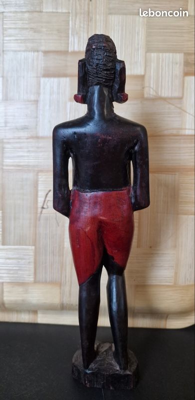 Statue africaine ancienne en bois sculpté – pièce artisanale vintage 31 cm déco ethnique (image 4)