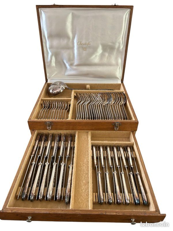Ménagère Christofle Villeroy 61 pièces métal argenté coffret d’origine (image 1)
