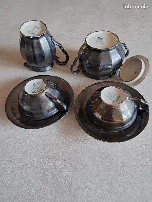 Servce en porcelane thé/café - 6 tasses/soucoupes, théère,pot de lat,sucrer | eBay