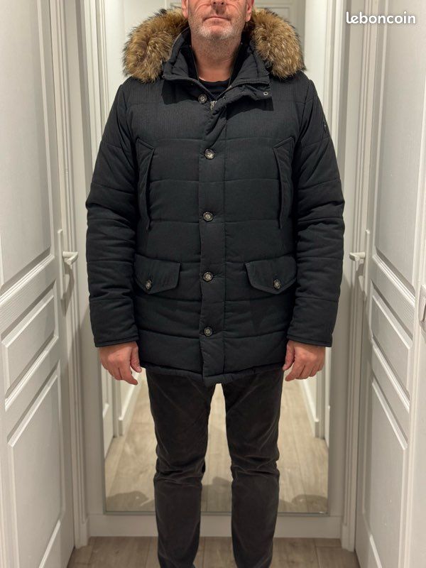 Parka Eden Park Homme - 100% Cuir De Chèvre - Marron Taille XL - Occasion Très Bon État