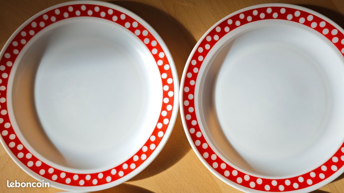 Lot de 4 petite tasses et soucoupes Arcopal France Polka pois Vintage