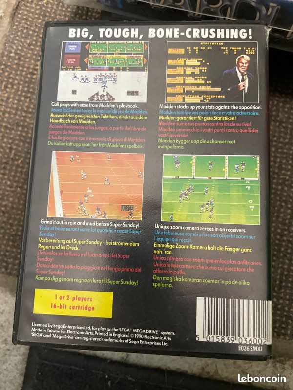 Jeu Sega Megadrive John Madden American Football 1990 mega drive console vintage cartouche de (image 2)
