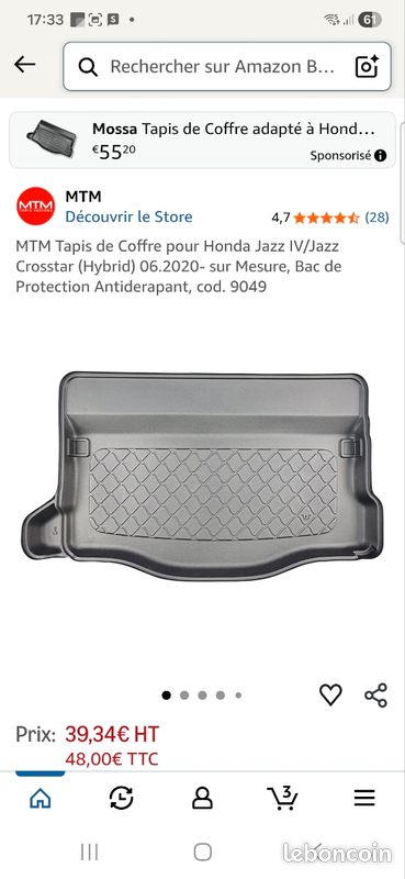 J&J AUTOMOTIVE Tapis Coffre Caoutchouc Premium VW ID.4 Depuis 2020 - Protecteur Antidérapant Bord Haut