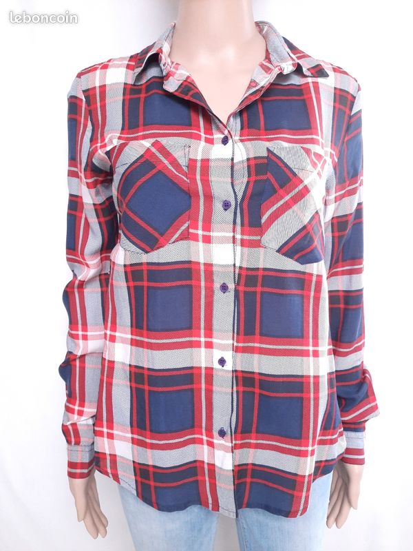 Taille XS ou 34 Jennyfer Haut chemise à carreaux bleu blanc