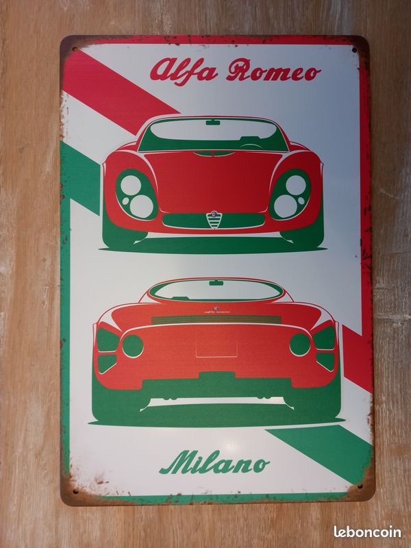 Plaque Métal Alfa Romeo 20x30cm - Vintage Rétro En Tôle Bombée - Fabriqué En Allemagne