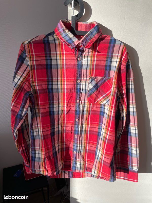 Chemise à manches longues à carreaux pour hommes -Bleu -XL Bleu