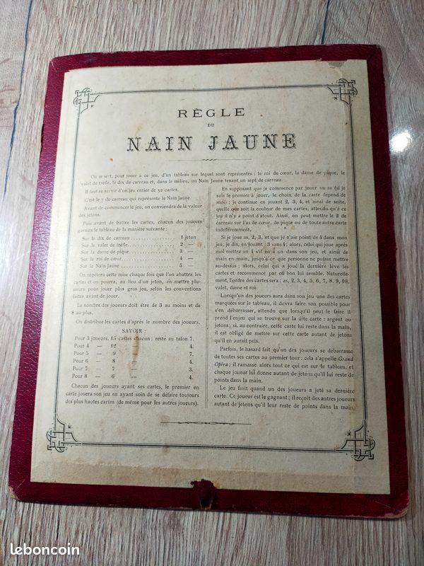 c. 1850 - JEU DE NAIN JAUNE ANCIEN ARTISANAL EN BOIS