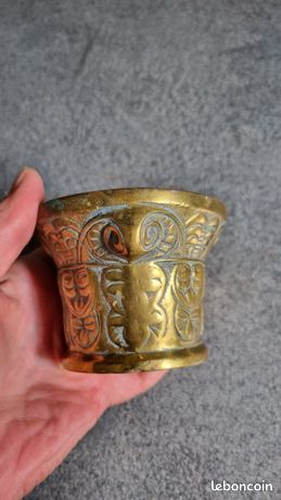 Mortier Bronze Avec Mascarons - 18e-19e Siècle - Apothicaire Vintage