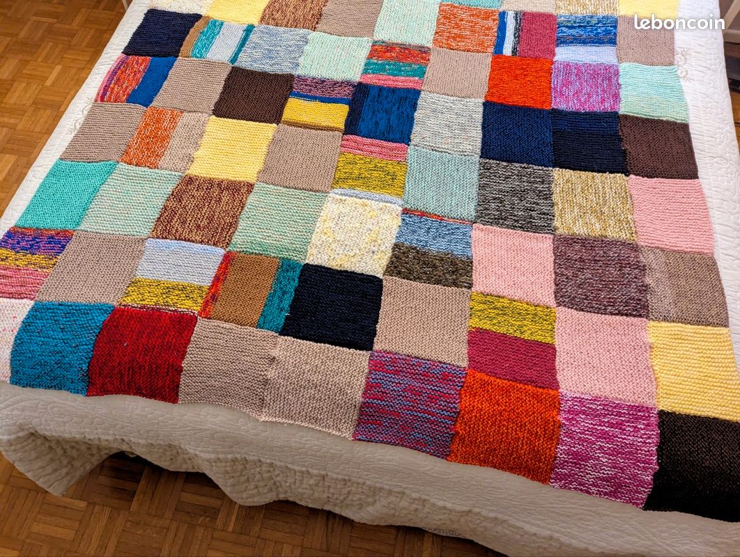 Lot De 20 Carrés 15cm En Chenille Patchwork – Vintage Années 50/60 – Coton