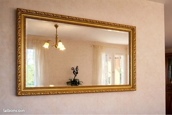 Miroir Ancien Cadre Doré - 65 X 35 Cm - Très Bon état