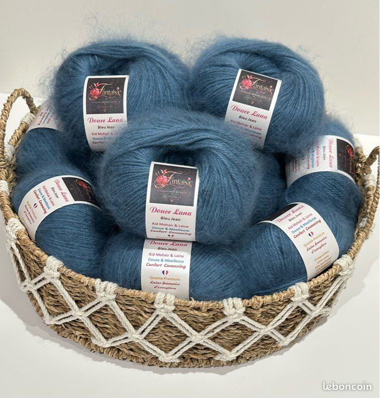 Laine et kid mohair Douce Lana bleu jean 16 pelotes de 50g 145m (image 1)