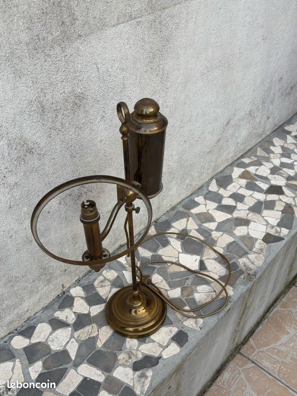 Ancienne lampe de bureau en laiton, électrifiée – style lampe d’étudiant (image 3)