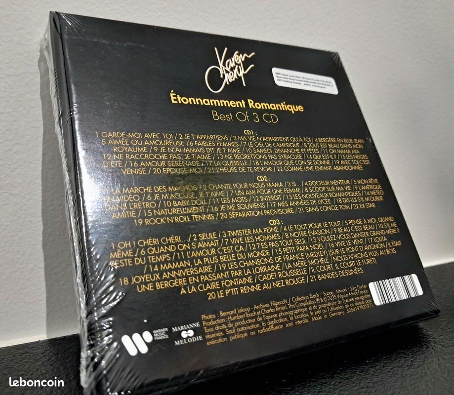 Neuf sous blister Étonnamment Romantique Best Of 65 titres Édition Collector Limitée Coffret triple Cd compilation Karen Cheryl
Inclus 3 cartes postales et 1 magnet Karen Cheryl (image 11)