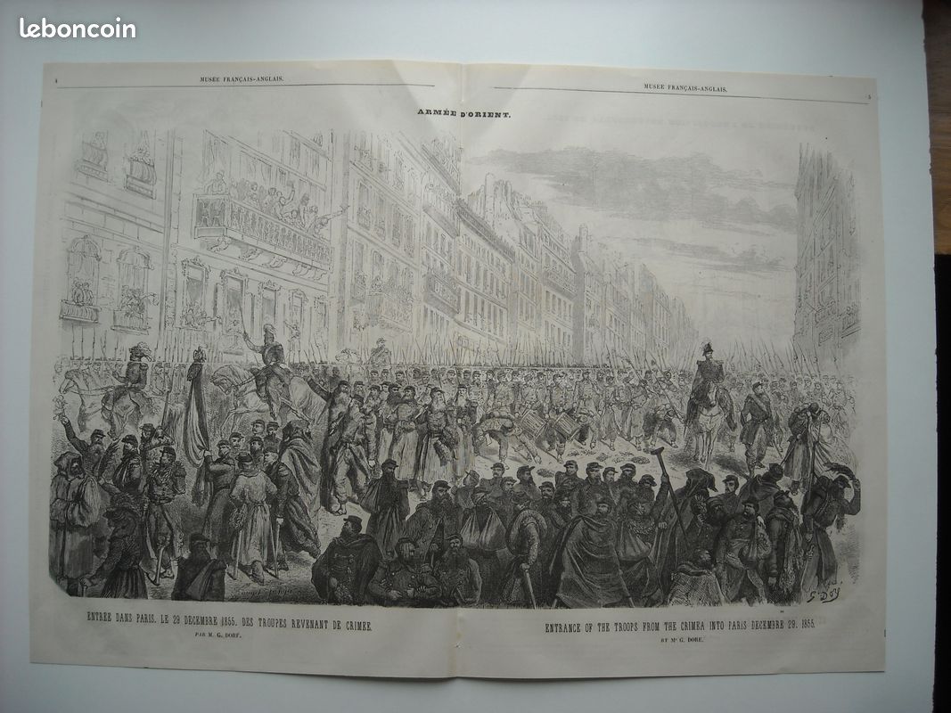 Lithos 1856. Le bal de l’opera a quatre heures du matin. Par gustave dore. + rmee d’orient. Entree dans paris, 29 decembre 1855, des troupes revenant de crimee. Par gustave dore. + coffret a bijoux (image 2)