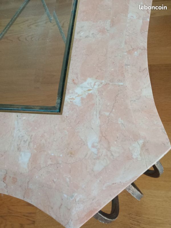 Table basse salon marbre et fer forgé (image 2)