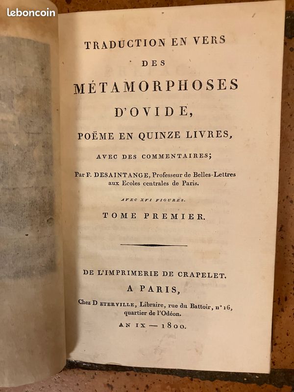 Ovide – Les Métamorphoses – Édition originale 1800 – 2 tomes illustrés (image 2)