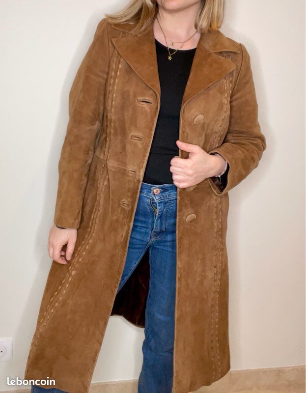 VINTAGE - Veste en cuir avec franges Taille M (speedy77) - Vêtements