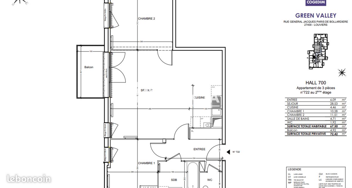 Appartement 3 pièces 68 m² · à Louviers · 68 m² · 772 €/mois